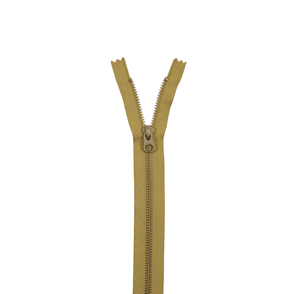 Metal Closed Bottom Zipper with Gold Teeth 12" - Citrine