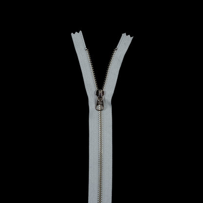 Light Gray Metal Closed Bottom Zipper with Silver Teeth - 9"