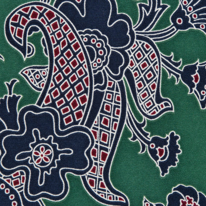 Green Floral Stretch Silk Crepe de Chine Detail
