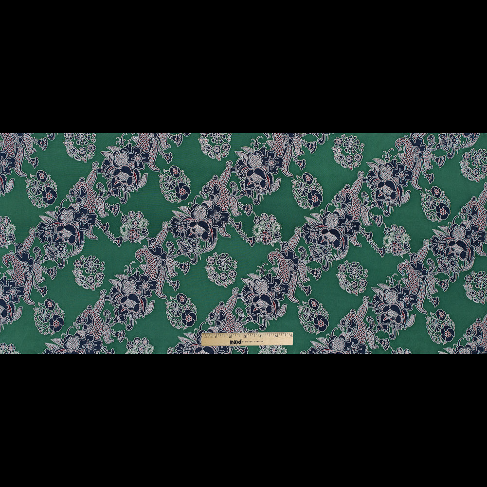Green Floral Stretch Silk Crepe de Chine Full