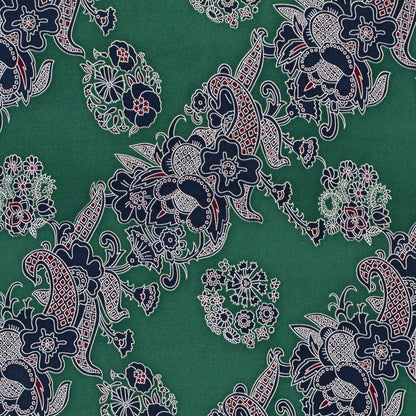 Green Floral Stretch Silk Crepe de Chine
