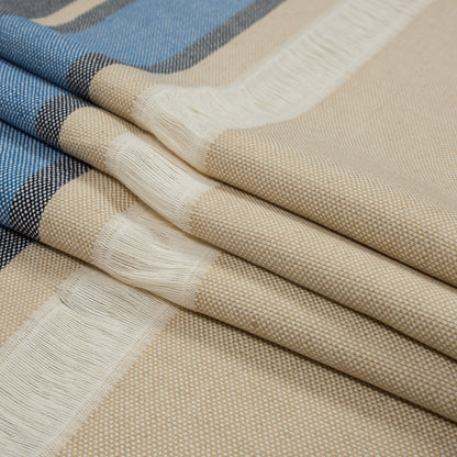 Sea NY Navy and Gilded Beige Striped Cotton Canvas Folded