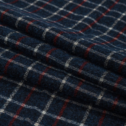 Sea NY Italian Red, White and Blue Plaid Wool Blend Folded