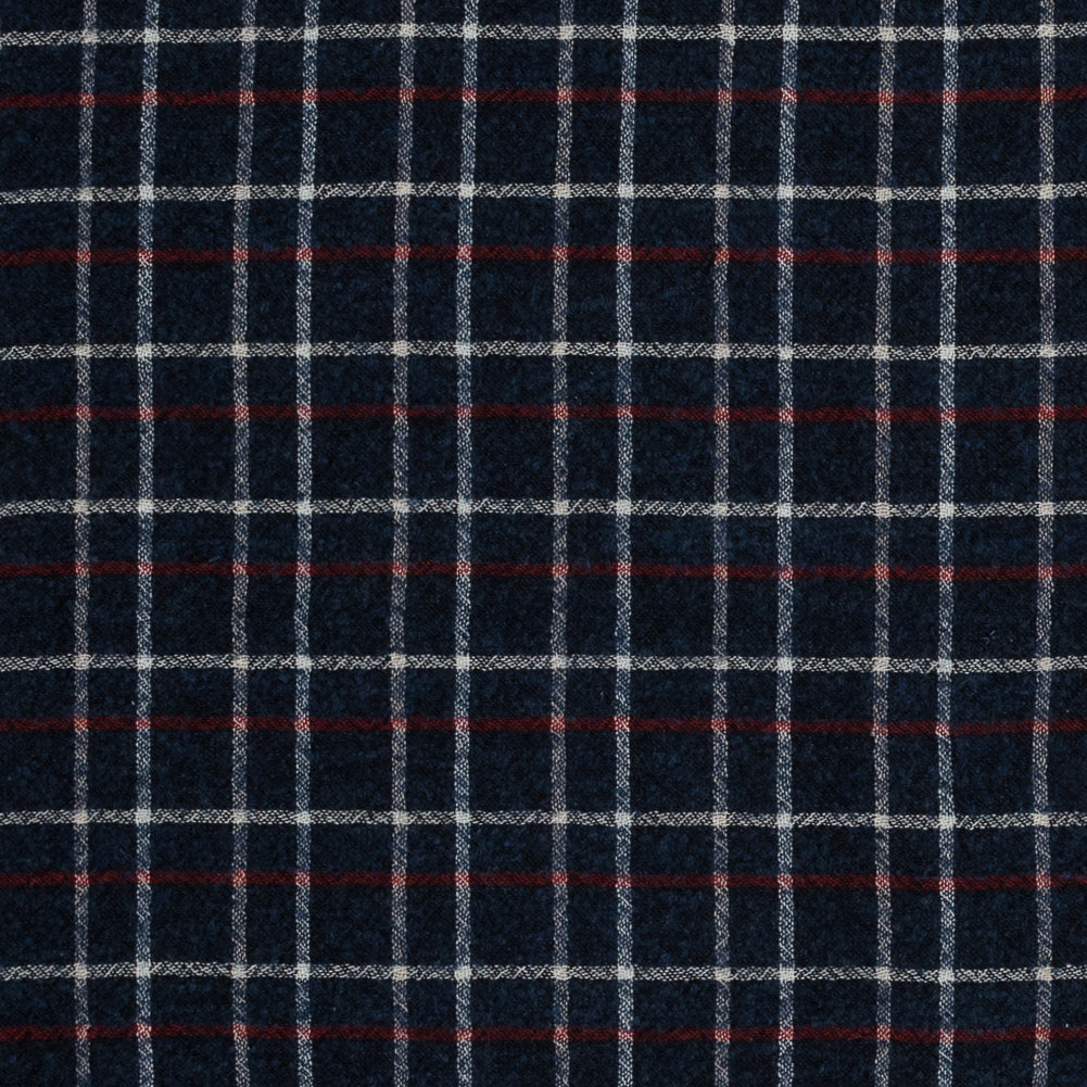 Sea NY Italian Red, White and Blue Plaid Wool Blend