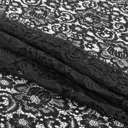 Sea NY Black Floral Re-Embroidered Lace Folded