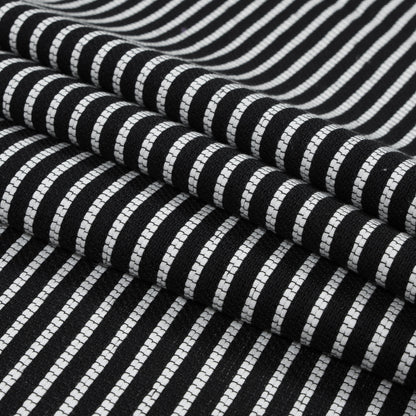 Sea NY Black and White Striped Loosely Woven Cotton Blend Folded
