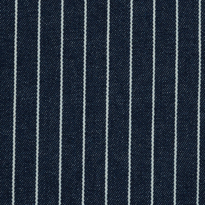 Indigo and Natural Striped Cotton Denim Detail