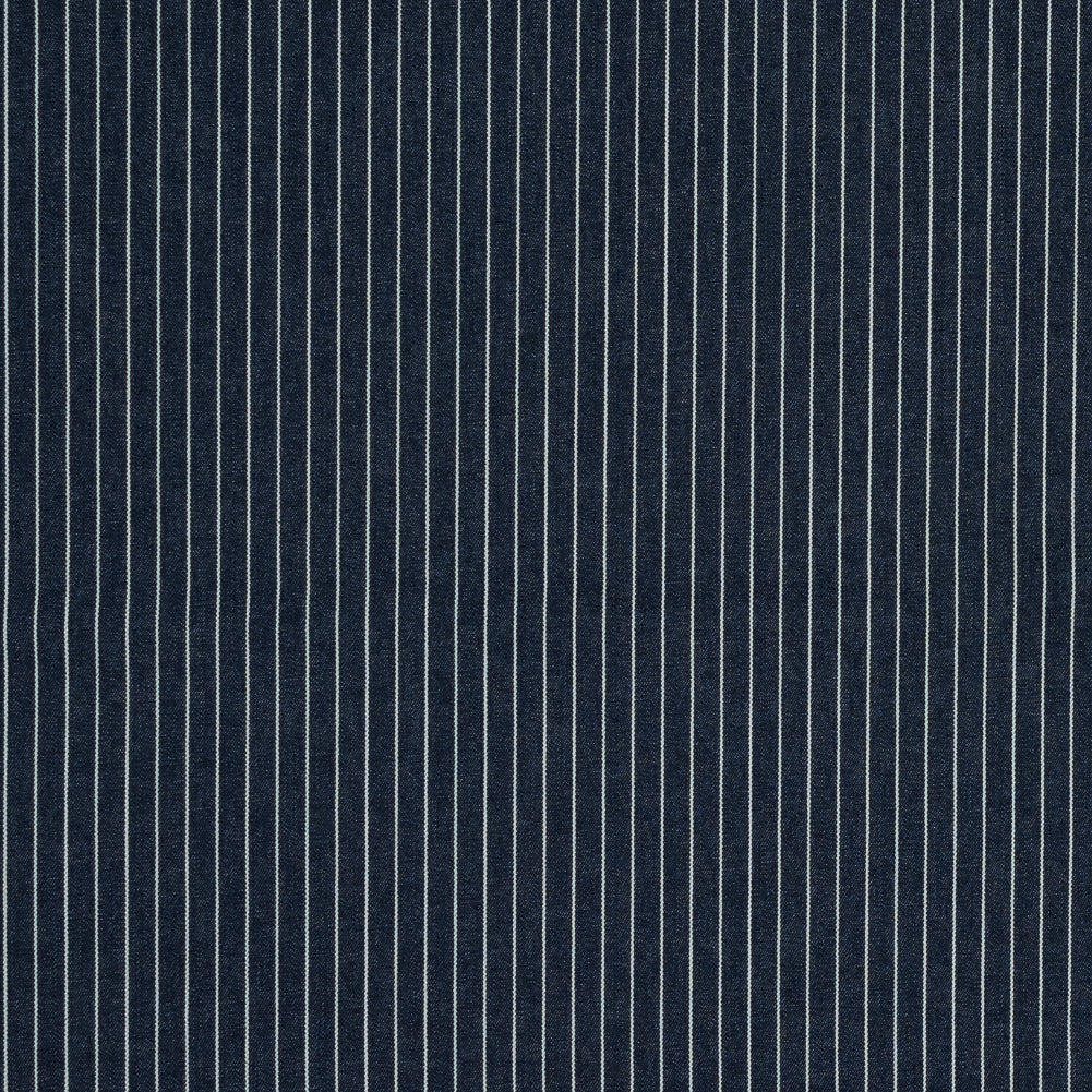 Indigo and Natural Striped Cotton Denim