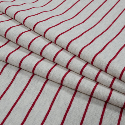 Natural and Red Pencil Striped French Terry Folded