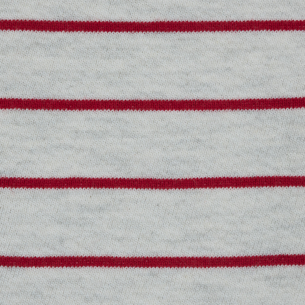 Natural and Red Pencil Striped French Terry Detail