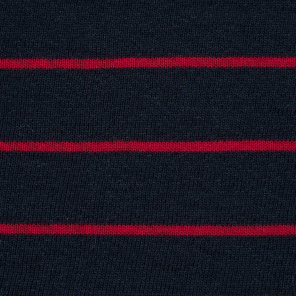 Midnight Navy and Dark Red Pencil Striped French Terry Detail