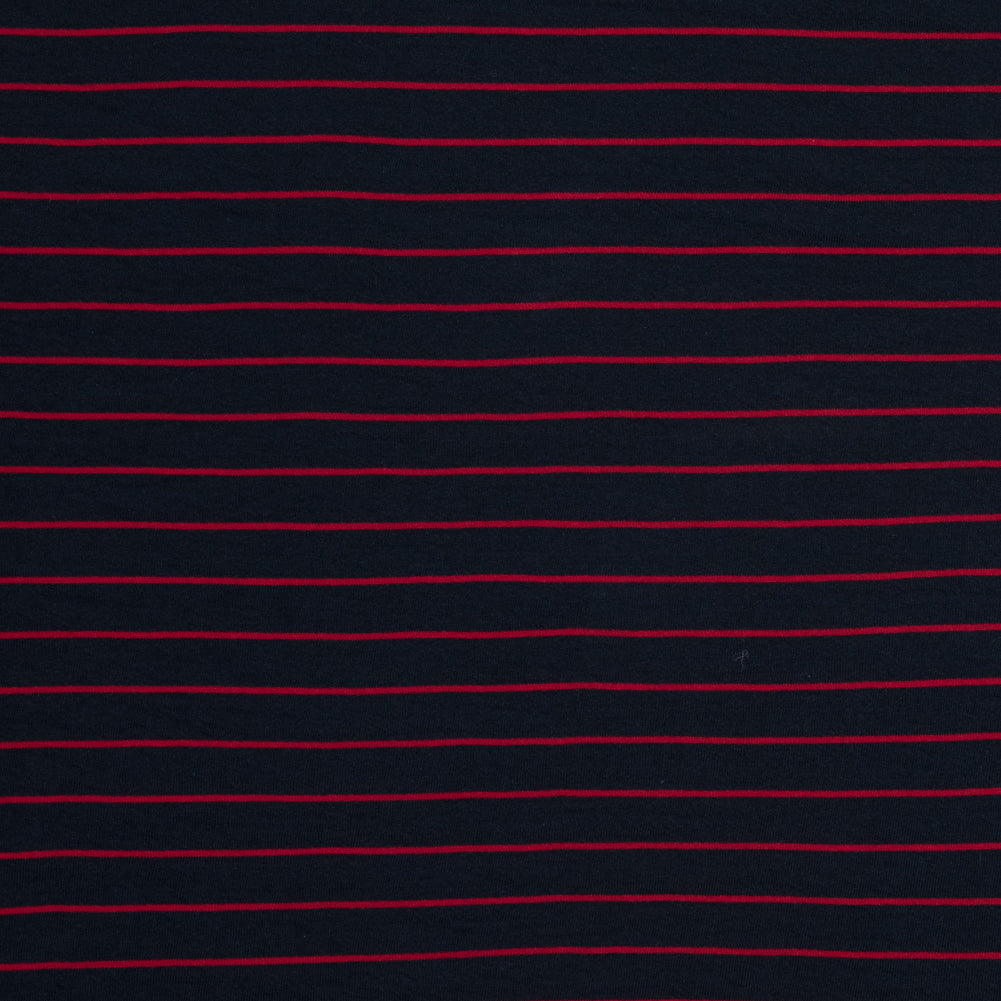 Midnight Navy and Dark Red Pencil Striped French Terry