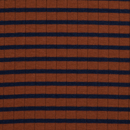 Rust and Navy Striped 9 x 1 Rib Knit Detail