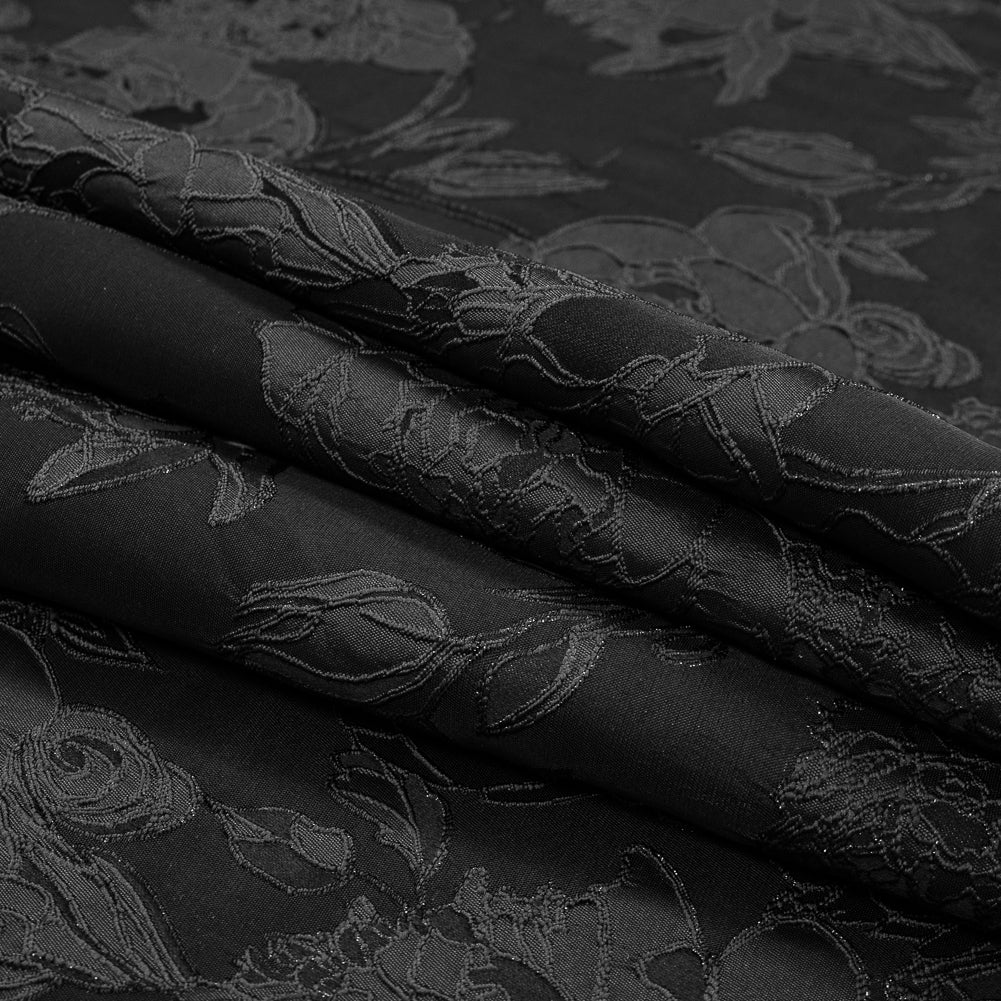 Metallic Black Floral Brocade Detail