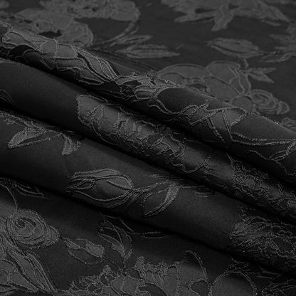 Metallic Black Floral Brocade Detail