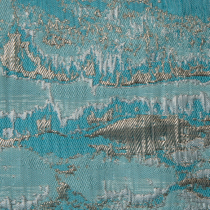 Metallic Gold and Blue Abstract Jacquard Full