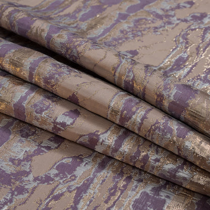 Metallic Gold, Lavender and Mauve Abstract Jacquard Detail