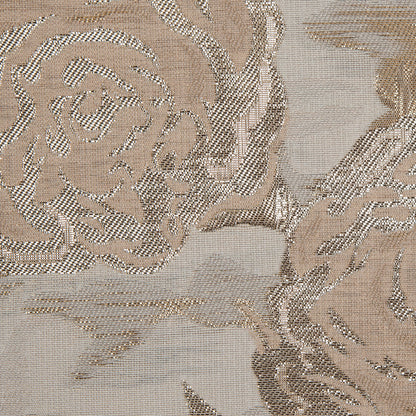 Metallic Gold, Beige and Ivory Rose Jacquard Full