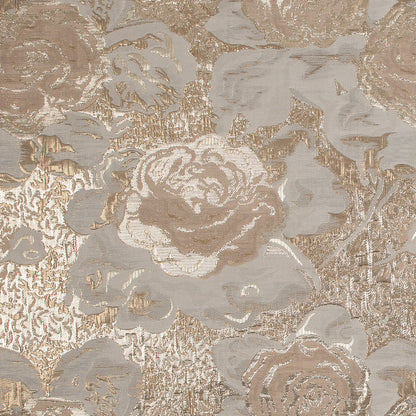 Metallic Gold, Beige and Ivory Rose Jacquard