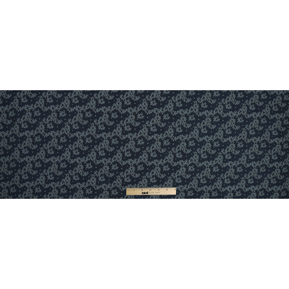 Navy Blue and Lake Black Floral Jacquard Full