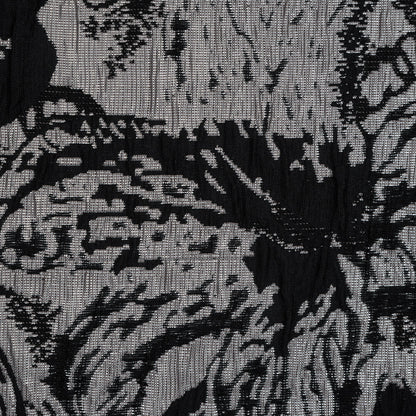 Black, Peach and Metallic Silver Floral Brocade Detail