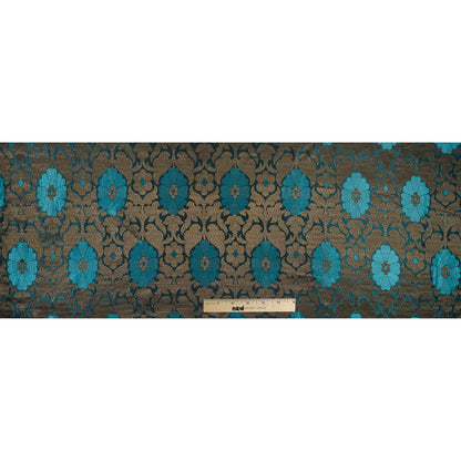 Aqua and Metallic Gold Geometric Floral Jacquard Full