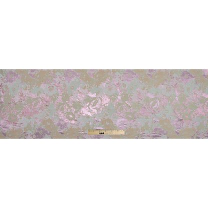 Beige, Pista Green and Metallic Pink Abstract Jacquard Folded