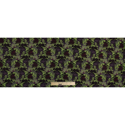 Neon Green, Maroon and Lavender Floral Jacquard Folded