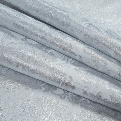 Metallic Silver and White Vestment Jacquard Folded