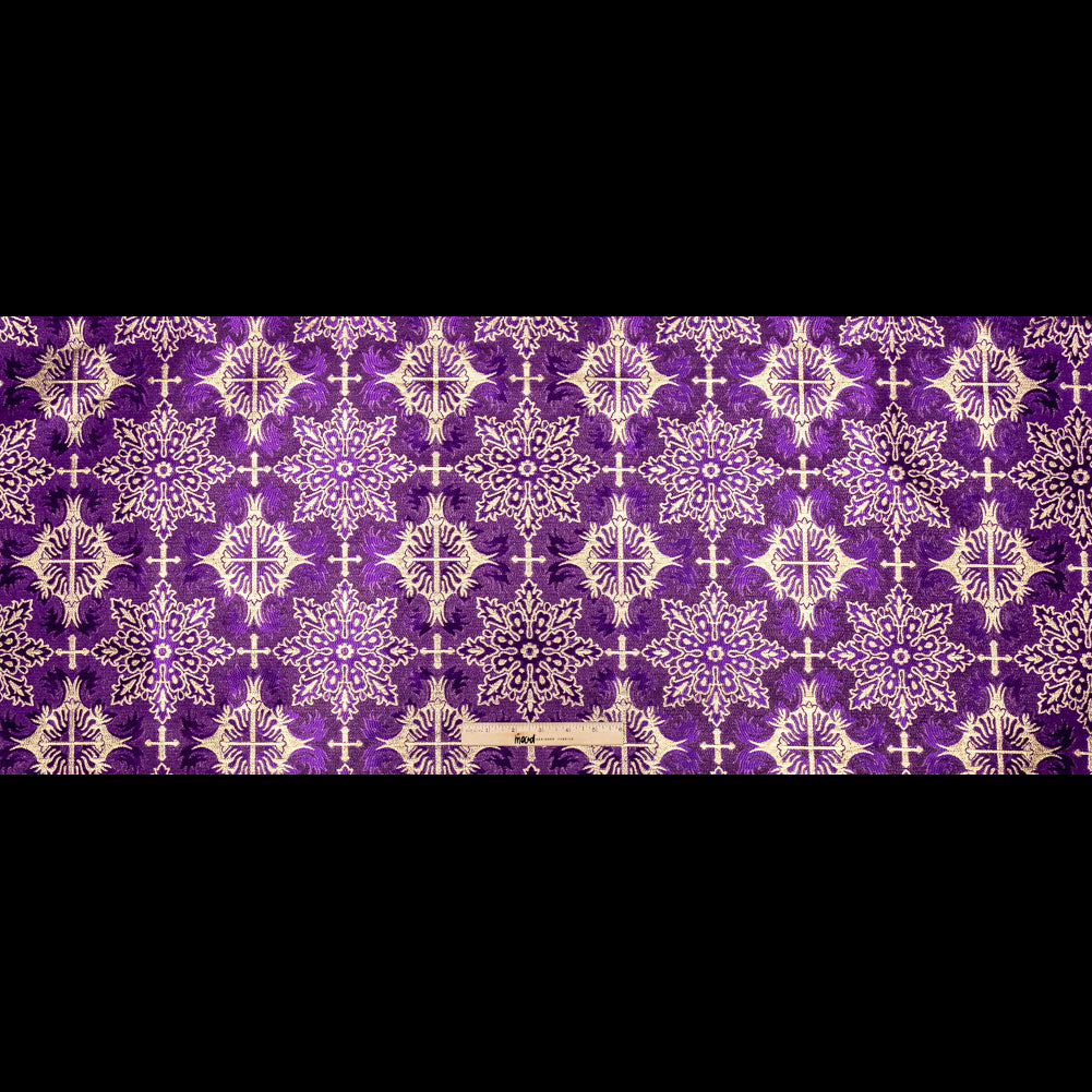 Purple and Metallic Gold Vestment Jacquard Folded