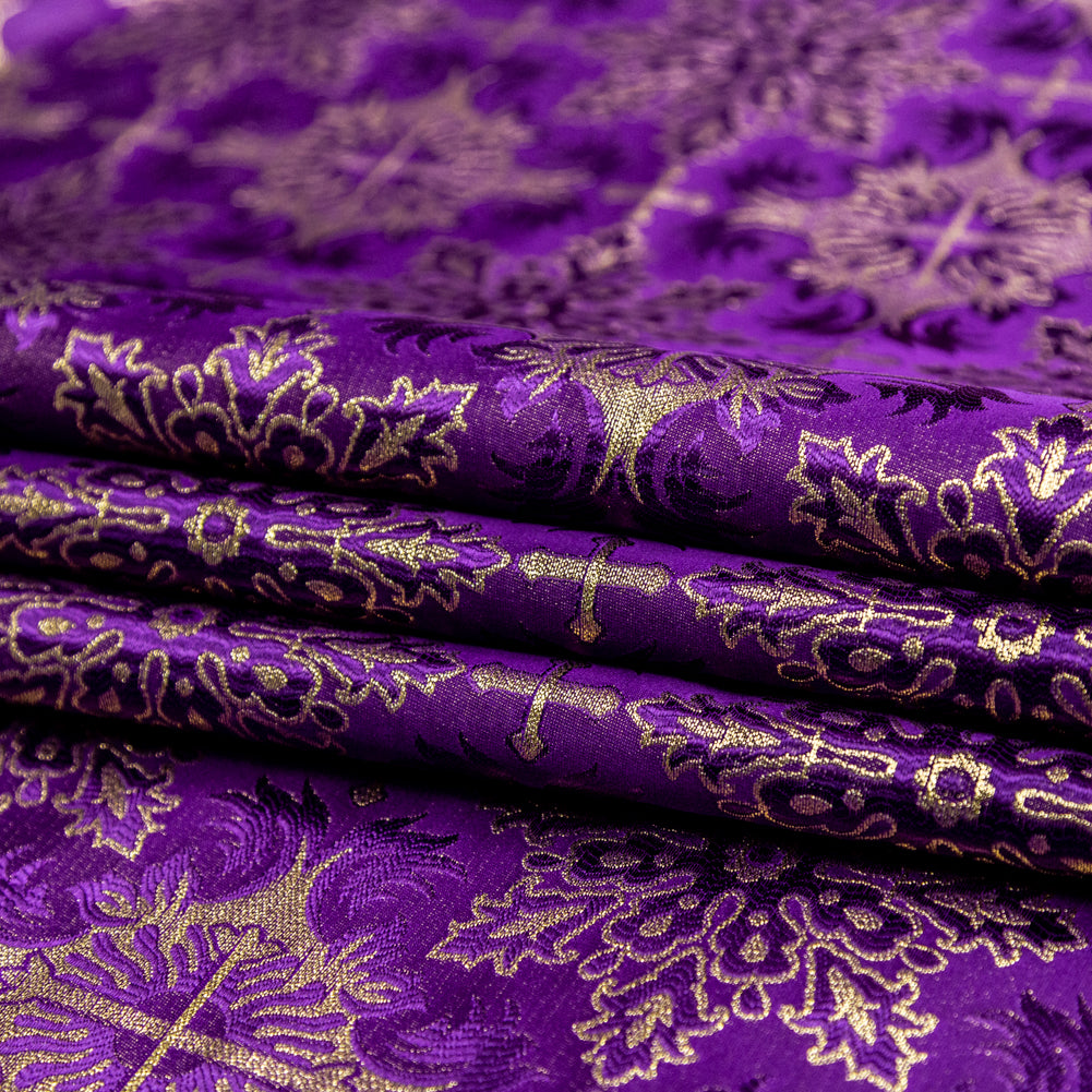 Purple and Metallic Gold Vestment Jacquard Detail