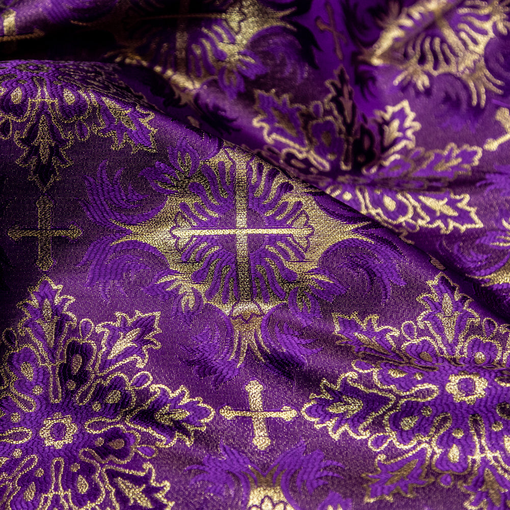 Purple and Metallic Gold Vestment Jacquard Full