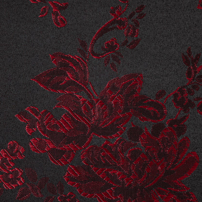 Luminous Red and Black Floral Satin Jacquard Full