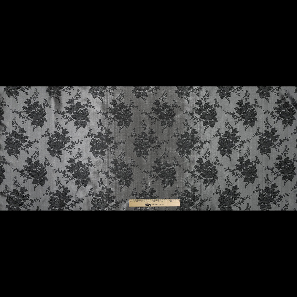 Luminous Black and Off-White Floral Satin Jacquard Folded
