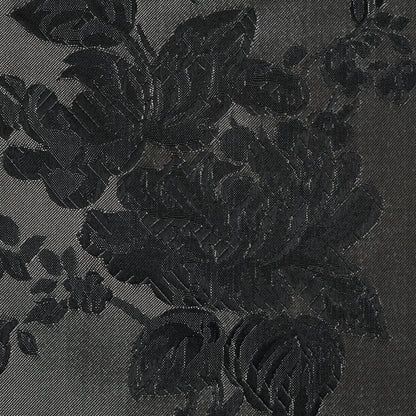 Luminous Black and Off-White Floral Satin Jacquard Full