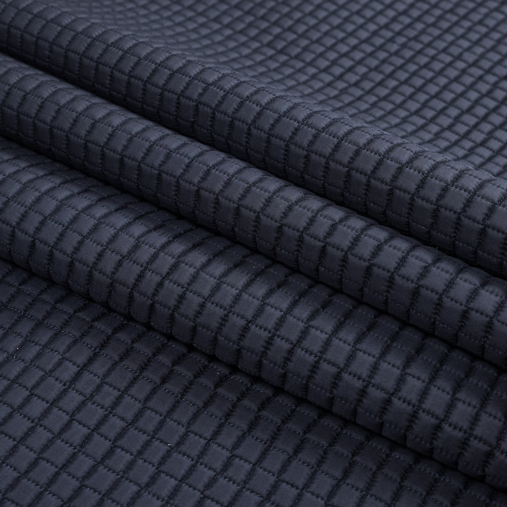 Navy Square Quilted Coating Folded