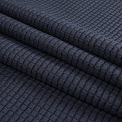 Navy Square Quilted Coating Folded
