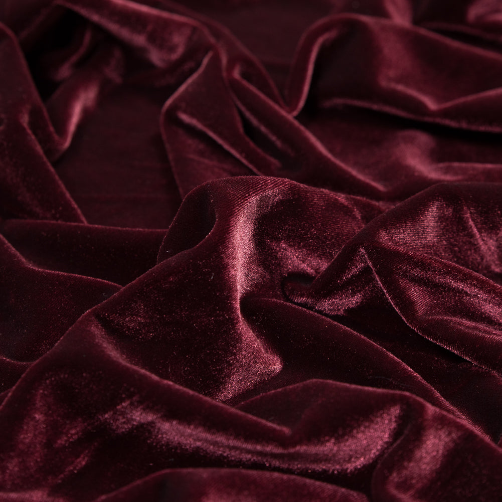Maroon Stretch Polyester Velour Full
