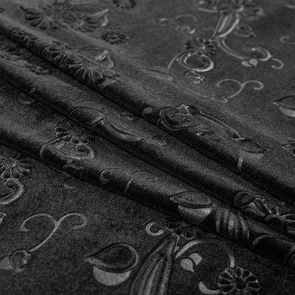 Black Floral Embossed Velour Detail