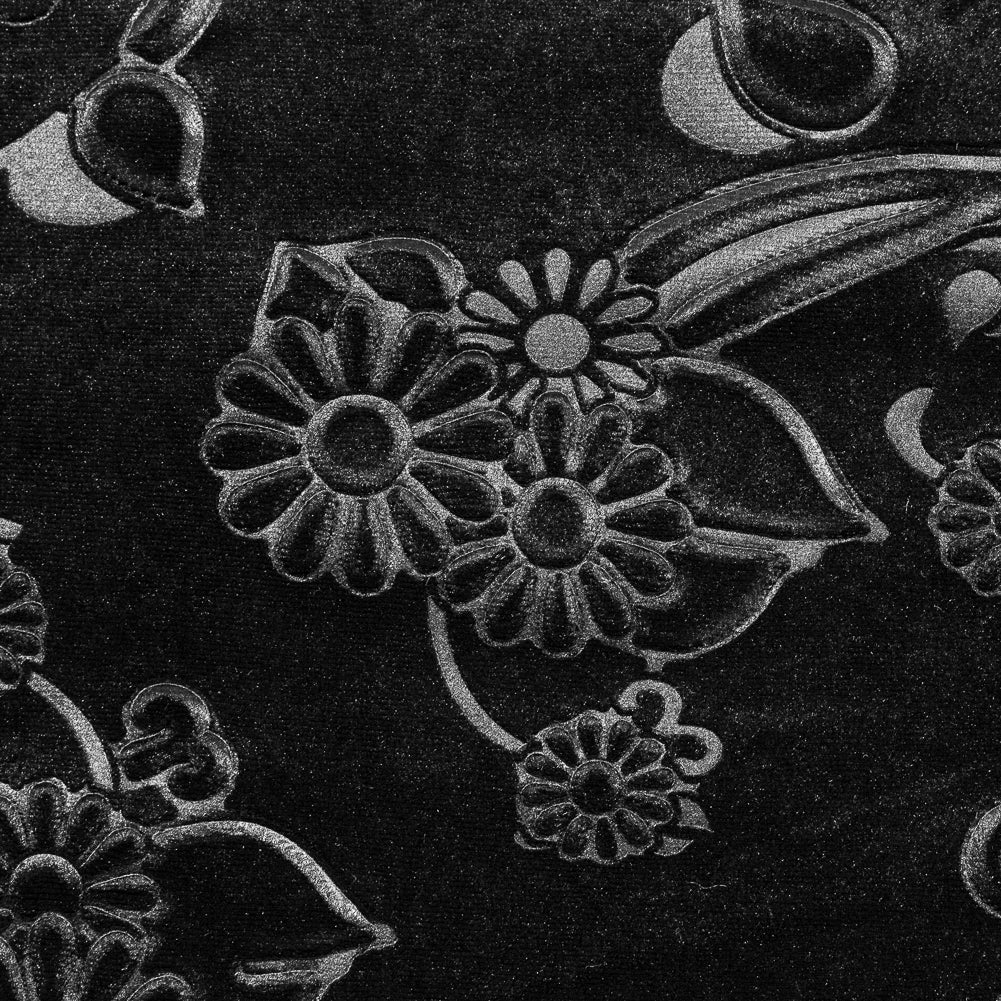 Black Floral Embossed Velour Full