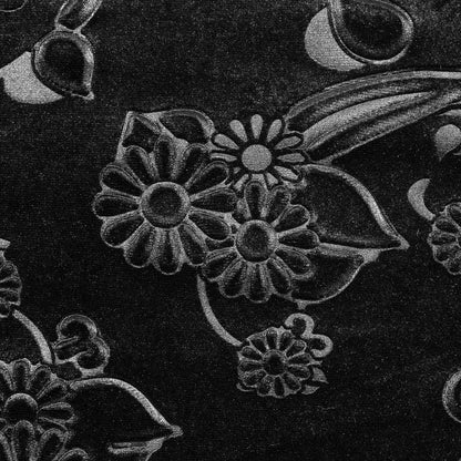 Black Floral Embossed Velour Full