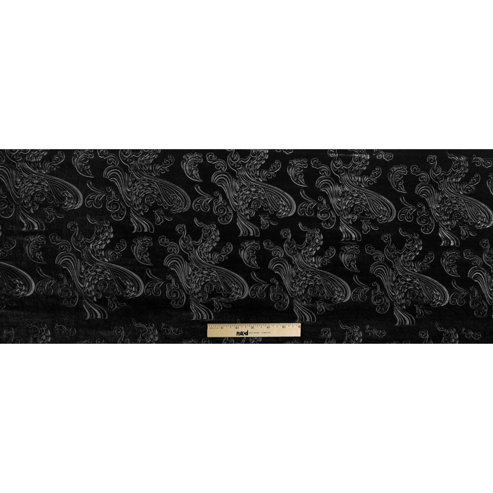 Swirl Embossed Velour - Black Folded