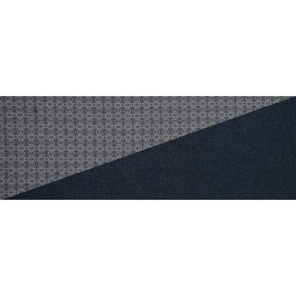 Tan and Gray Printed Cotton Twill with Solid Navy Reverse Face Full