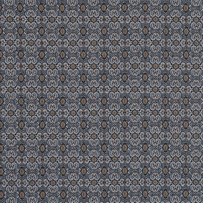 Tan and Gray Printed Cotton Twill with Solid Navy Reverse Face