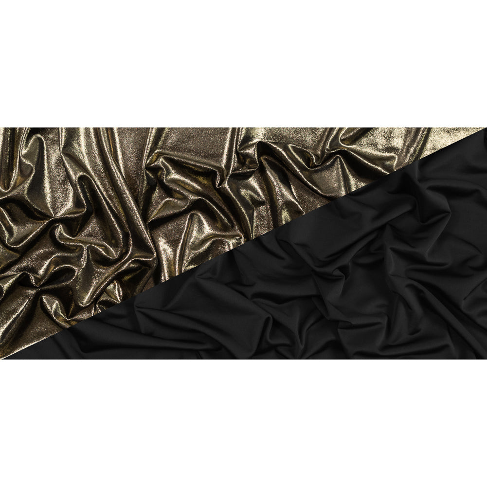 Black Stretch Velour with All-Over Gold Foil Folded