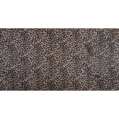 Knit Fabric with Snow Leopard Foil and Circle Sequins - Beige and Black on Black Full