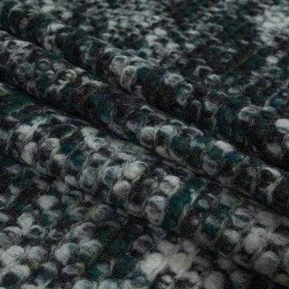 Green, White and Black Speckled Wool Knit Folded