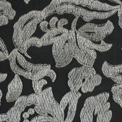 Ivory Floral Embroidered Mesh with Finished Edges Detail