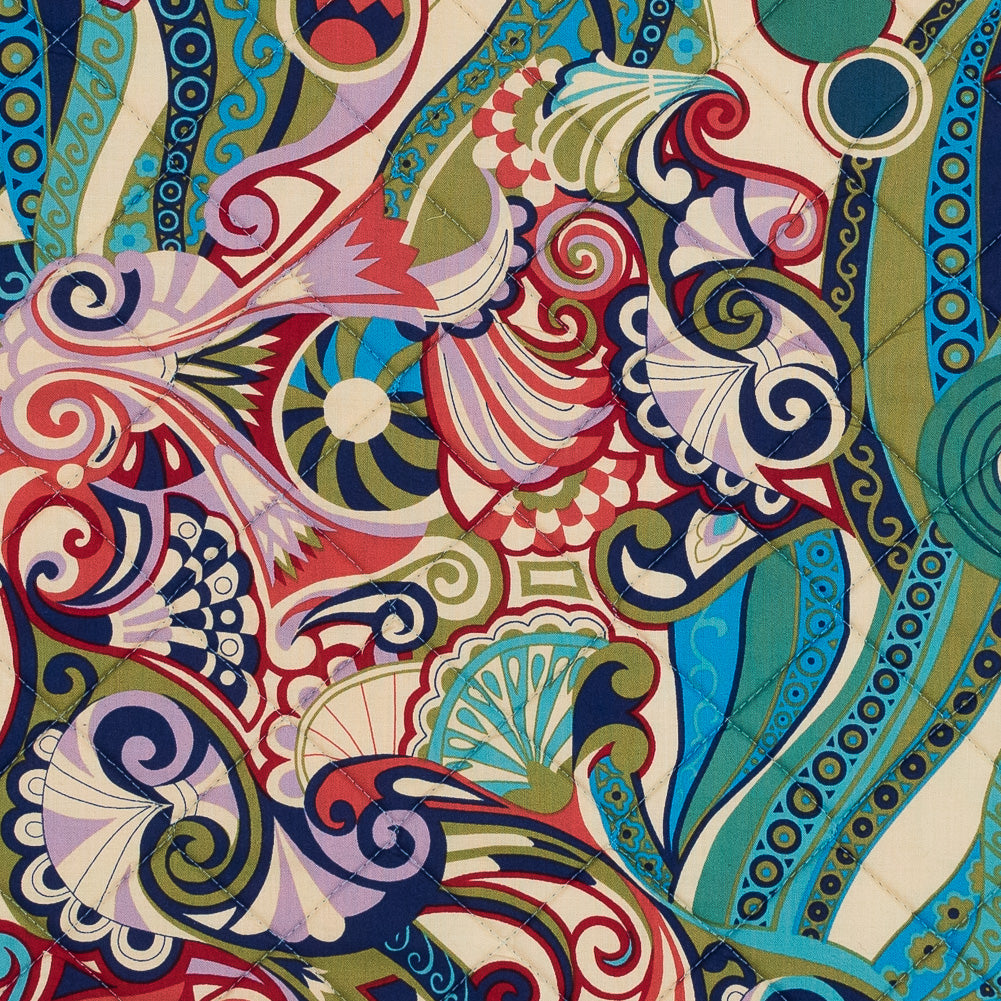 Multicolor Paisley Printed Quilted Cotton Woven with Filler