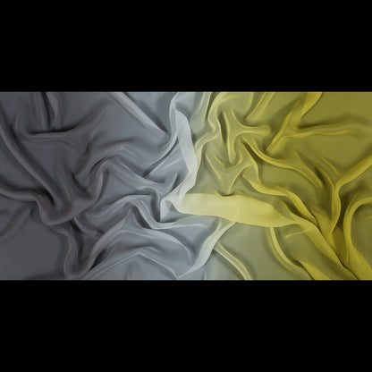 Ombre Silk Chiffon - Warm Olive to Dark Silver Folded